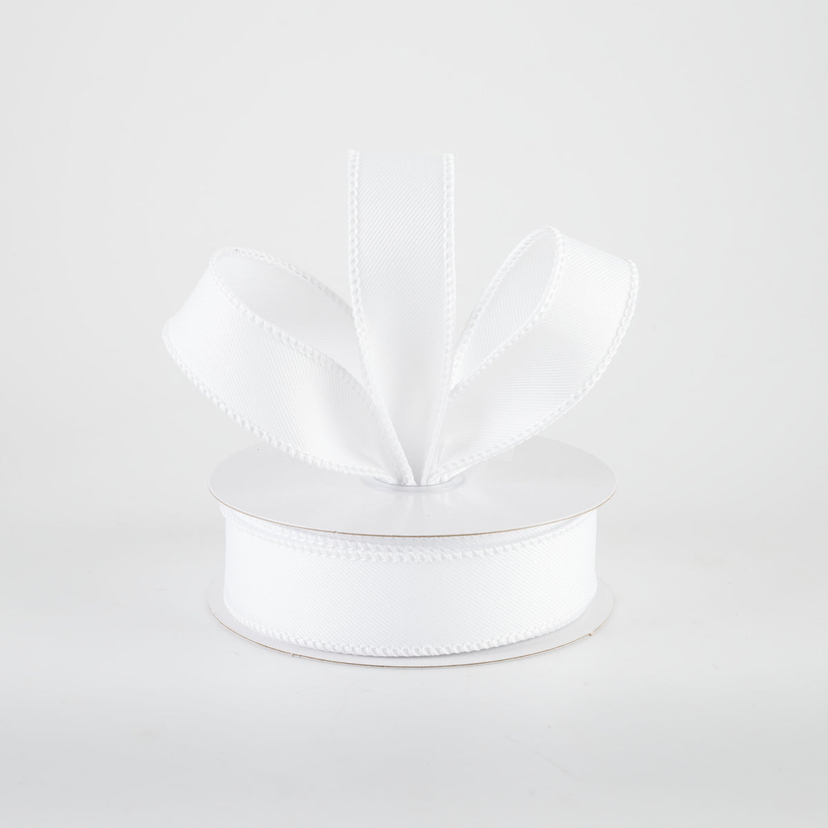 7/8" Diagonal Weave Ribbon: White (10 Yards)