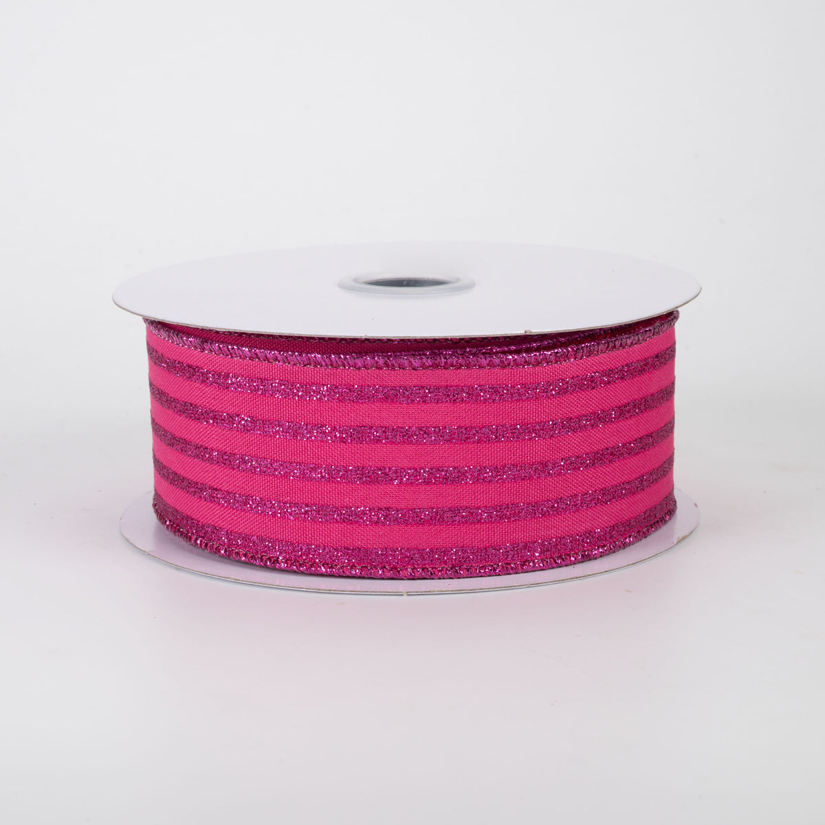 1.5" Glitter Vertical Stripe Ribbon: Hot Pink (10 Yards)