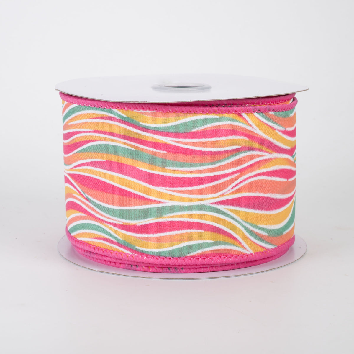 2.5" Glittered Wavy Stripes Ribbon: Peach, Pink, Yellow & Mint (10 Yards)