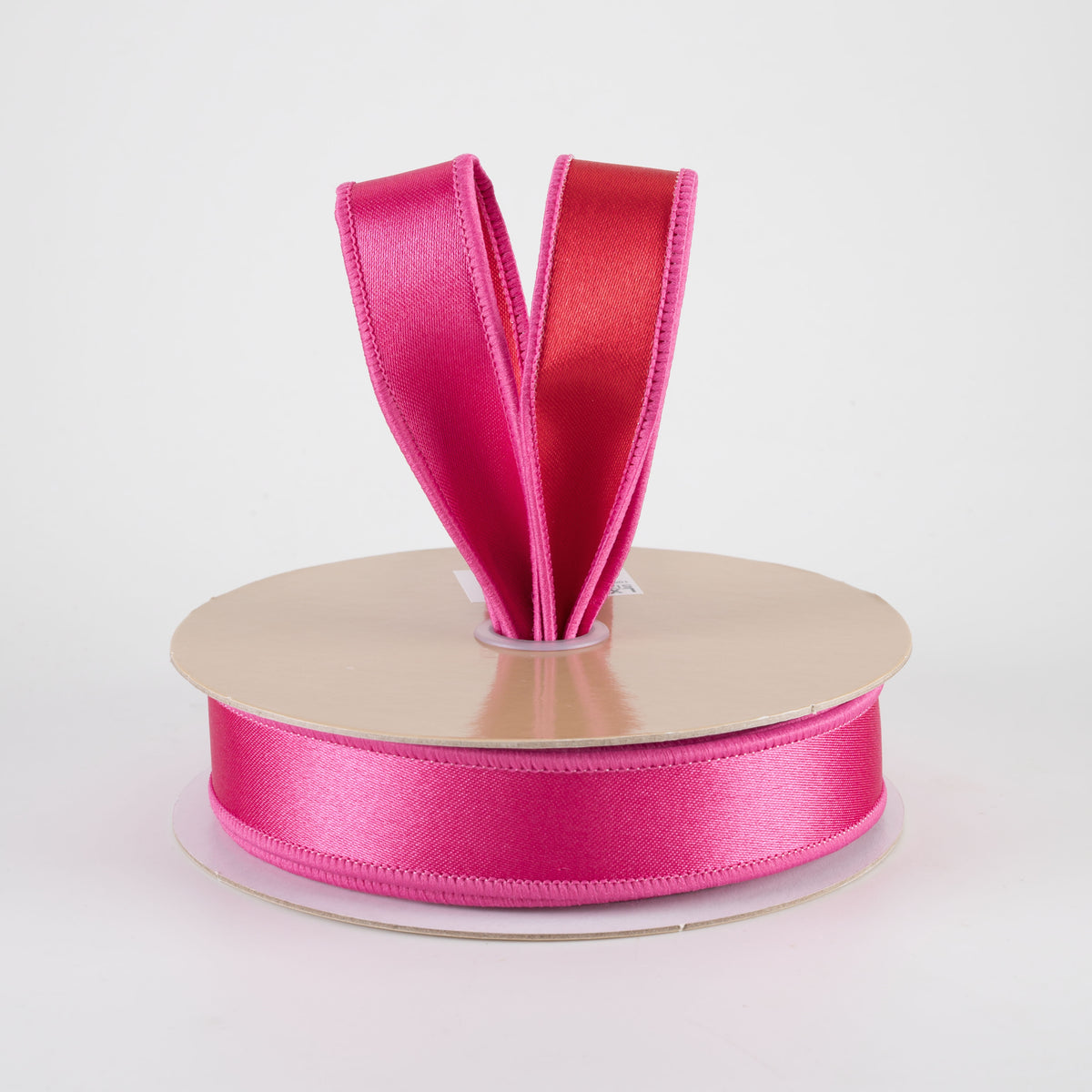 7/8" Double Sided Fused Satin Ribbon: Hot Pink & Red (10 Yards)