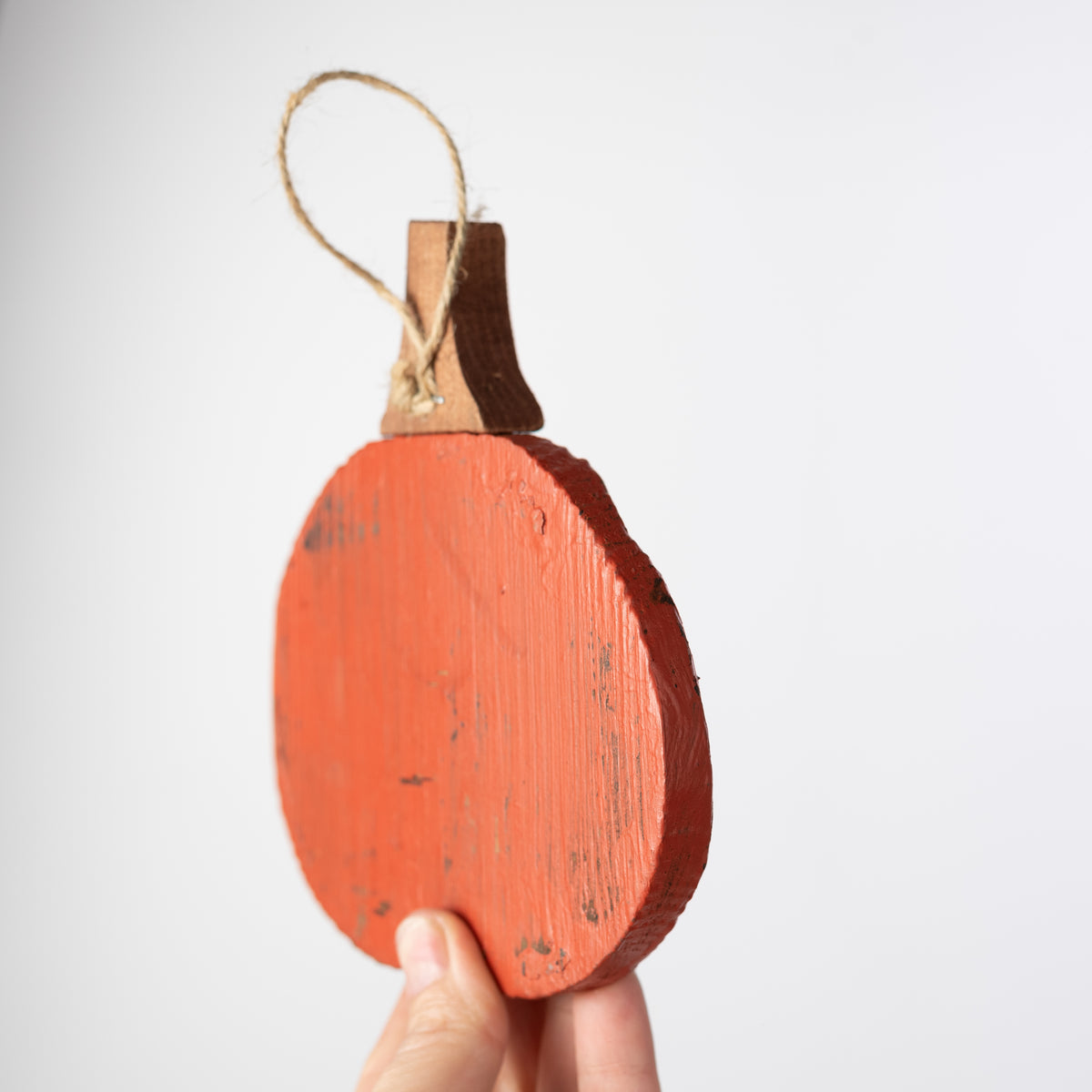 Wooden Pumpkin Ornament Hangers: Beige, Orange & Teal (Set of 3)