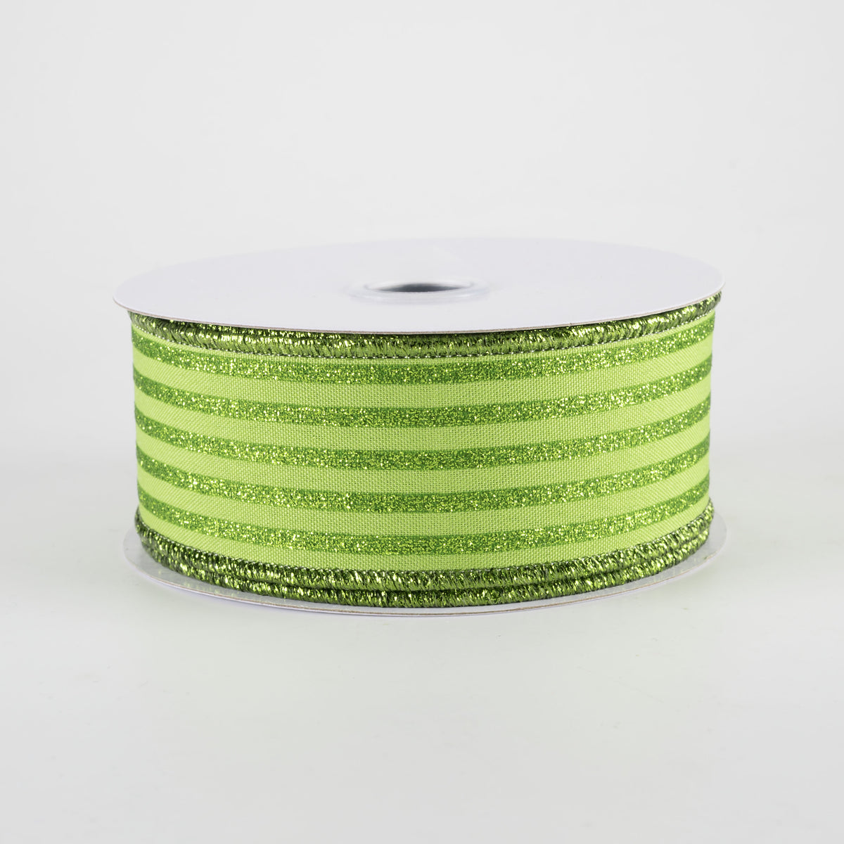 1.5" Glitter Vertical Stripe Ribbon: Lime Green (10 Yards)