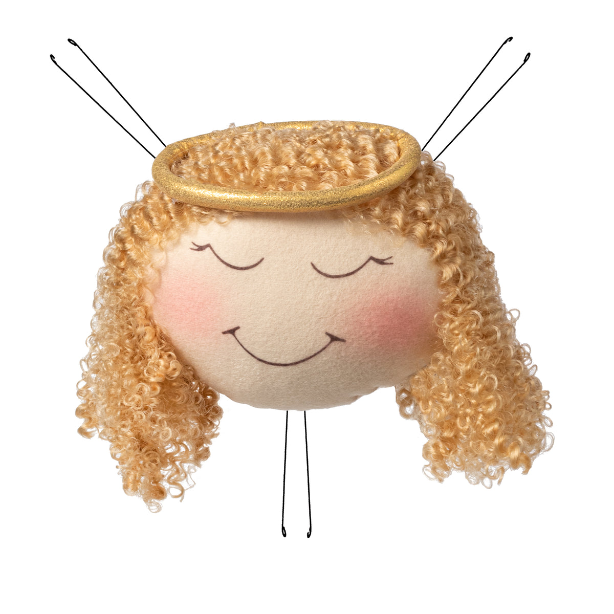 8" Plush Angel Head Wreath Enhancement: Beige & Blonde
