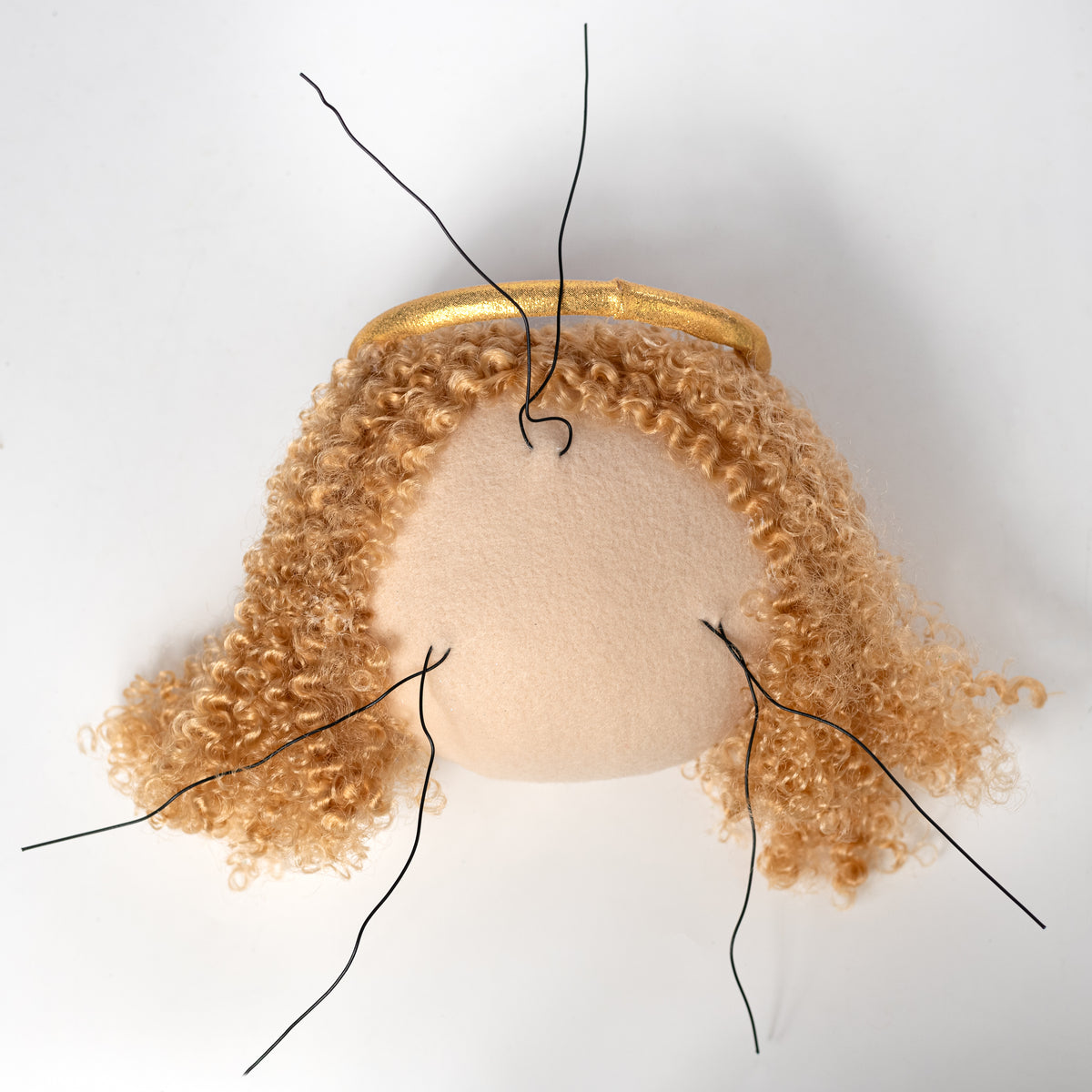 8" Plush Angel Head Wreath Enhancement: Beige & Blonde