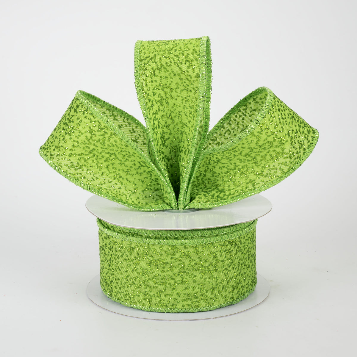1.5" Speckled Glitter Canvas Ribbon: Lime Green (10 Yards)