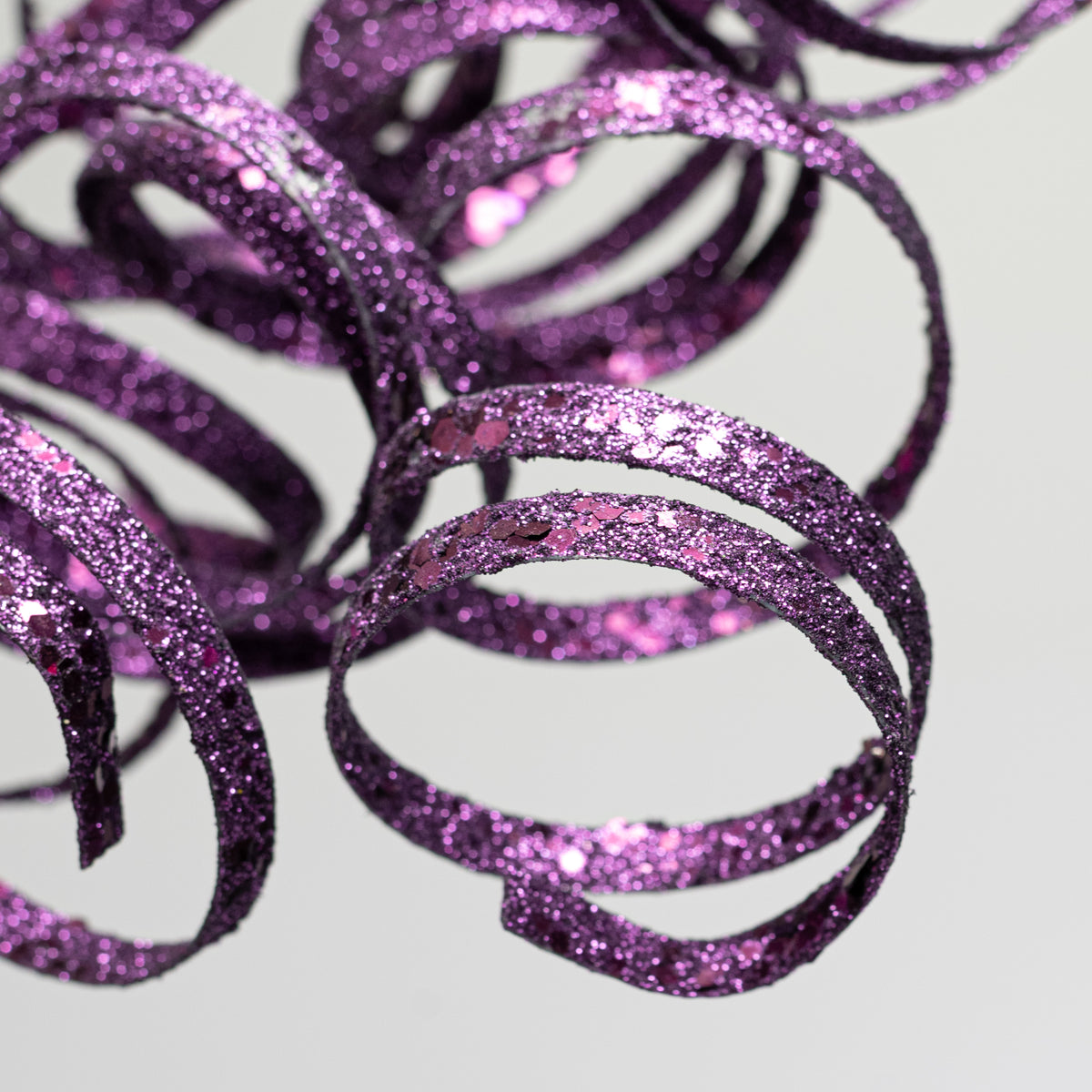 31" Curly Glitter Ribbon Spray: Purple