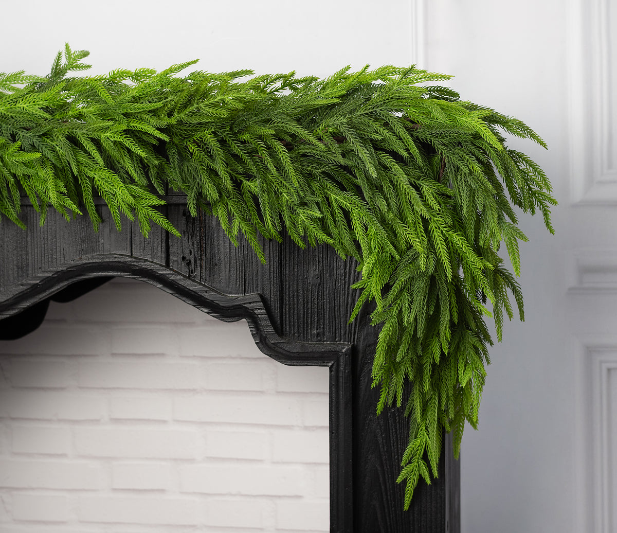 6' Real Touch Norfolk Pine Deluxe Chubby Garland
