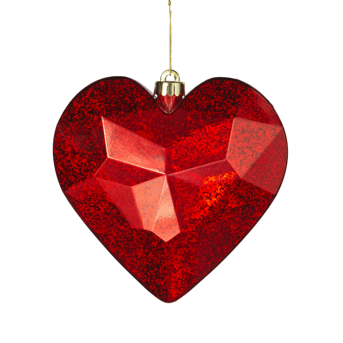 7.25" Antiqued Heart Gem Ornament: Mercury Red