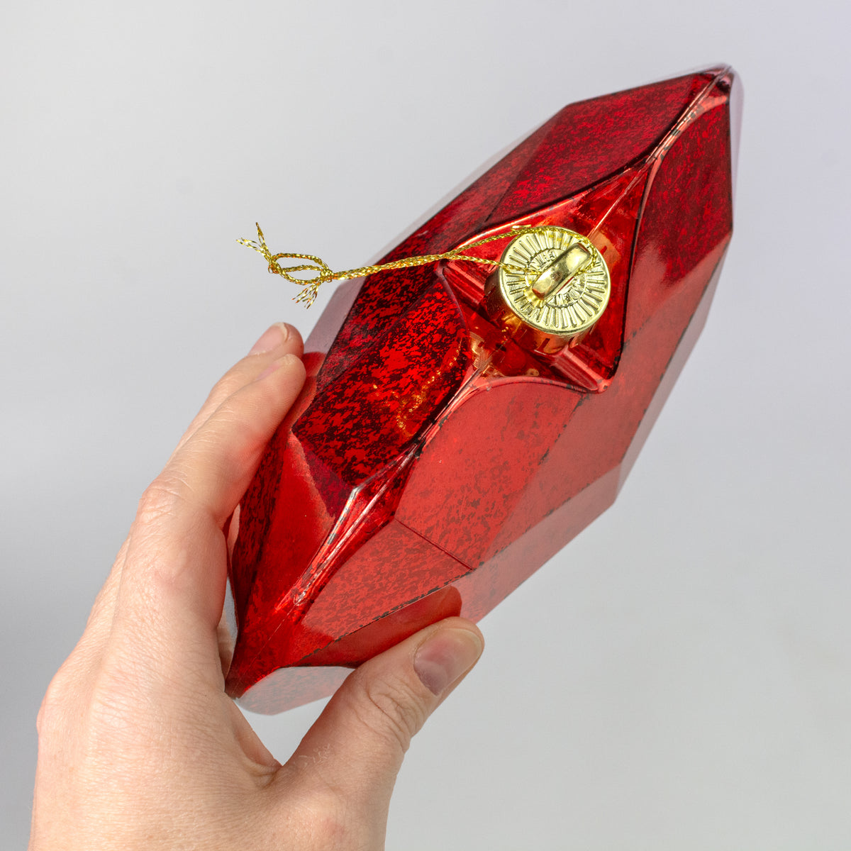 7.25" Antiqued Heart Gem Ornament: Mercury Red