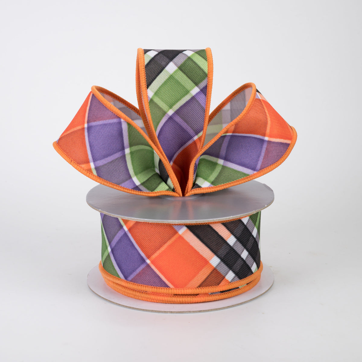 1.5" Brilliance Bold Plaid Ribbon: Purple Halloween (10 Yards)