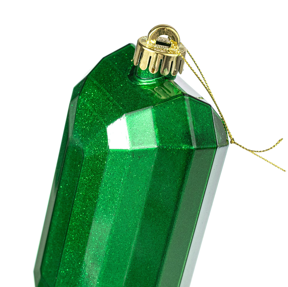 7" Glitter Inside Rectangle Gem Ornament: Emerald Green
