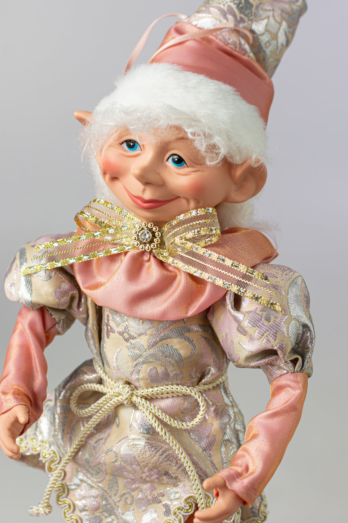 18" Iridescent Brocade Elf Ornament: Pink