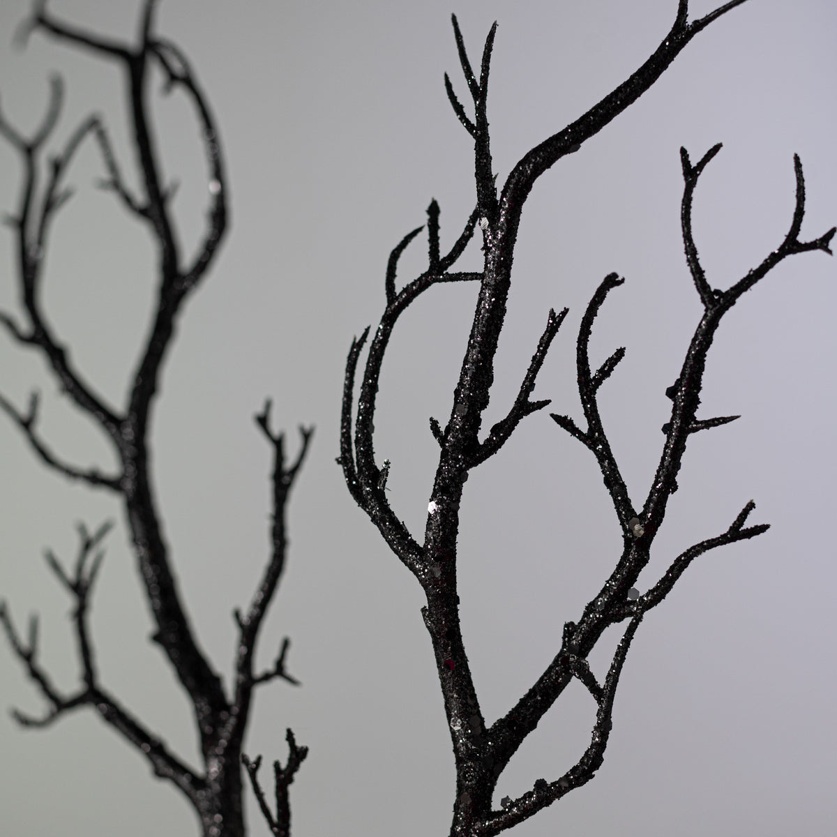 31" Glitter Twig Spray: Black