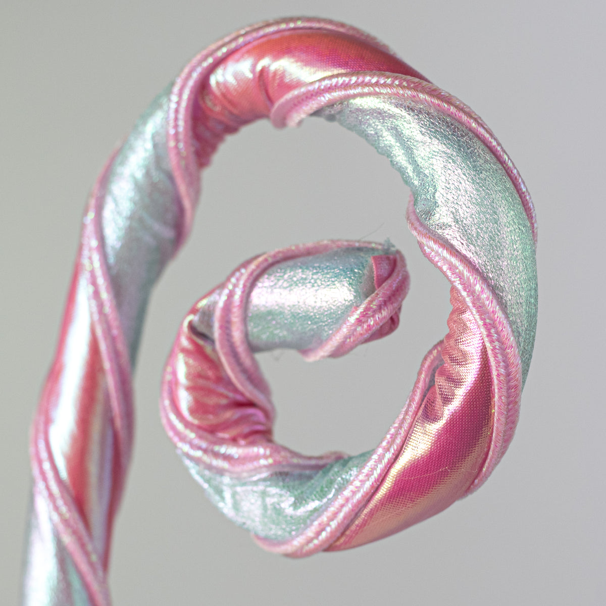 28" Glossy Iridescent Stripe Spiral Curly Spray: Mint & Pink