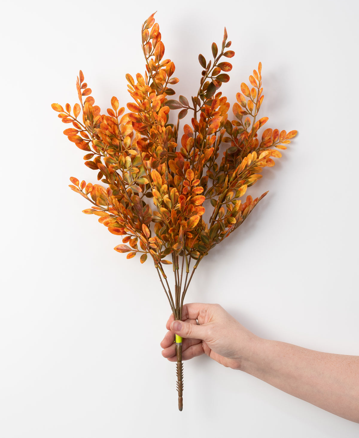 21" Plastic Locust Leaf Bush: Orange (7 Stem)