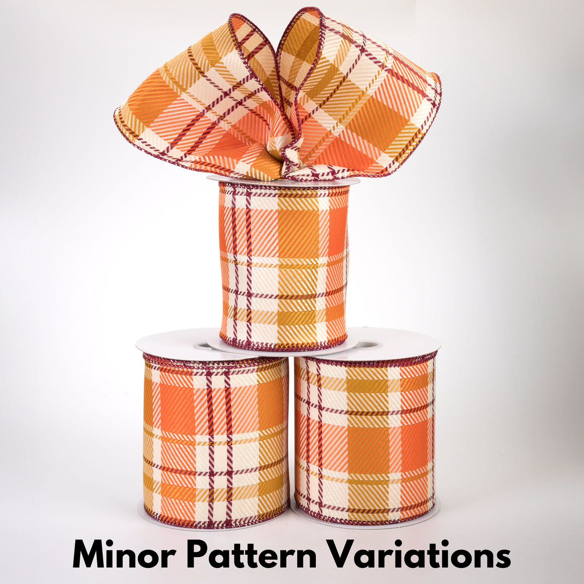 4" Bold Evan Fall Woven Plaid Ribbon: Sunflower & Burgundy (10 Yards)