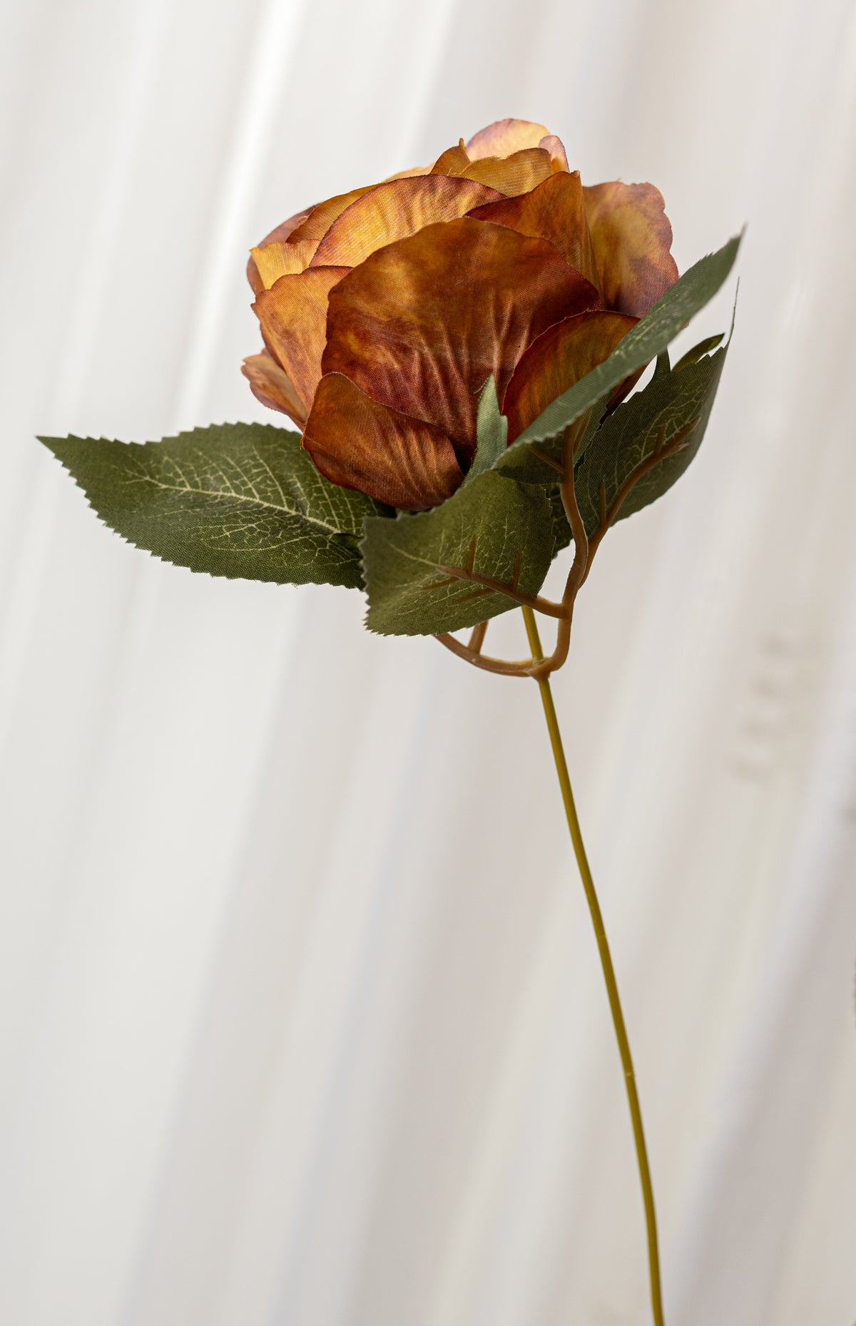 18" Dried-Look Rose Hydrangea Bush: Mustard & Brown