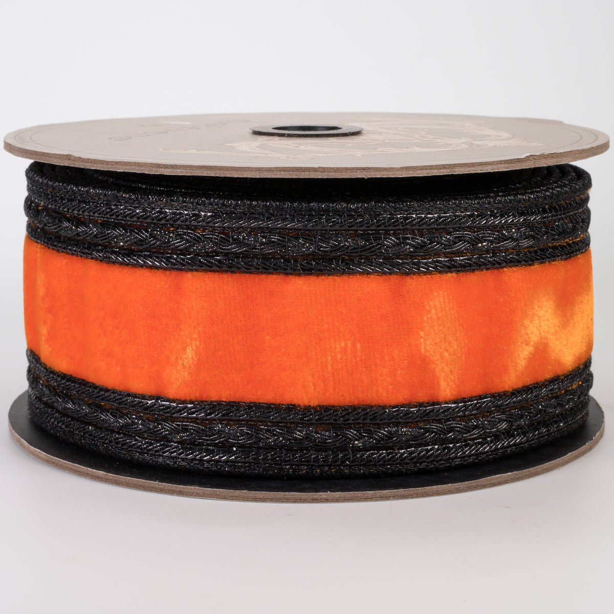 [D Stevens] 2.5" Velvet Black Braid Trim Ribbon: Orange (5 Yards)