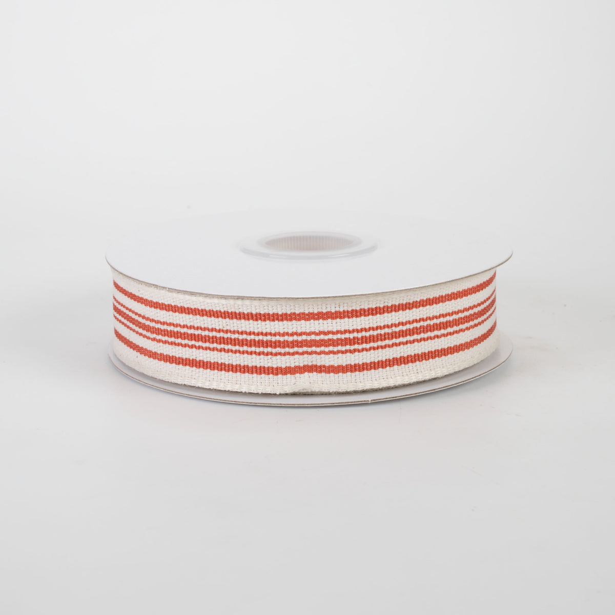7/8" French Ticking Stripe Ribbon: Ivory & Rust Orange (10 Yards)
