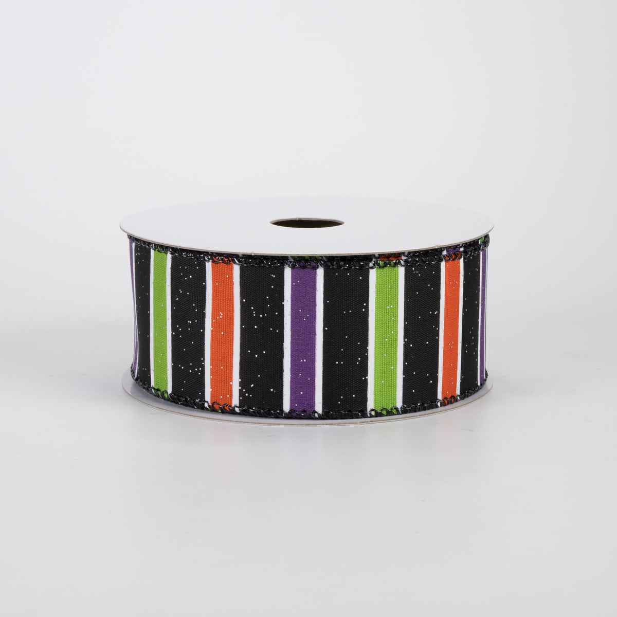 1.5" Horizontal Halloween Stripes Ribbon: Black (10 Yards)