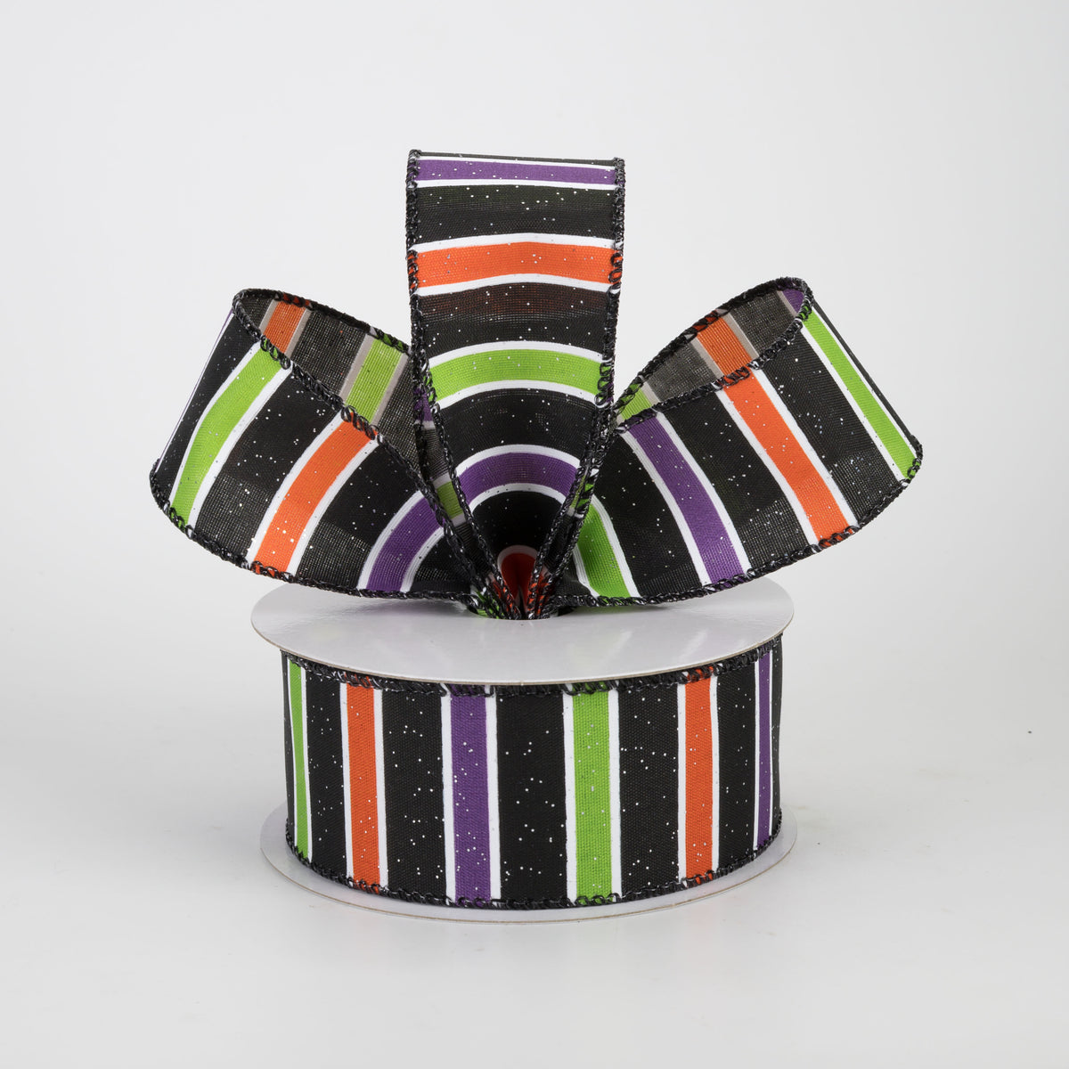 1.5" Horizontal Halloween Stripes Ribbon: Black (10 Yards)