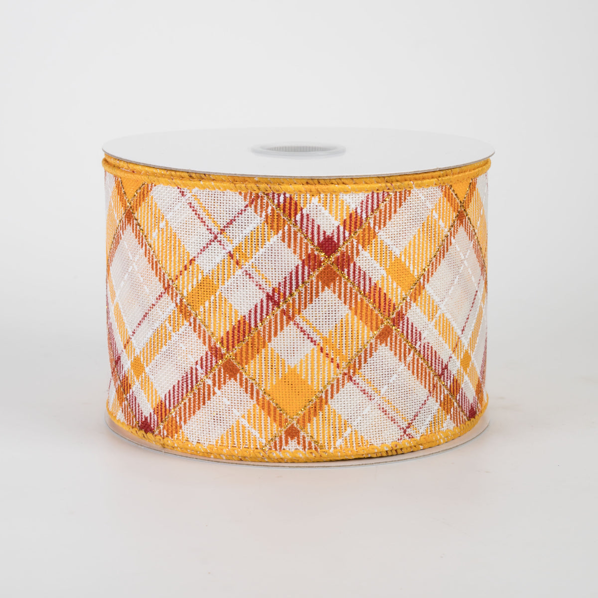 2.5" Linen Diagonal Plaid Ribbon: Burgundy Fall (10 Yards)