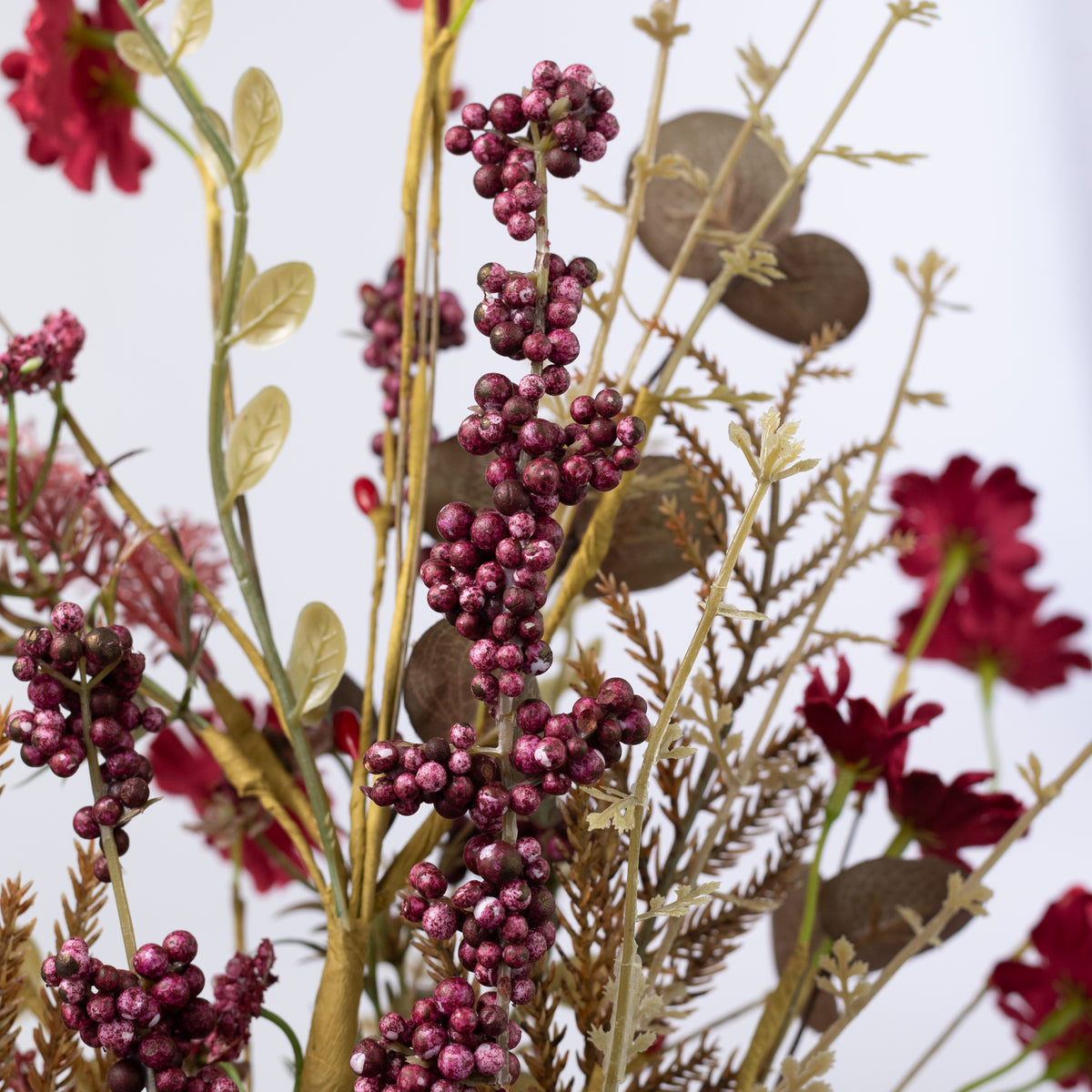 24" Fabric Flower Mixed Fall Filler Spray: Burgundy