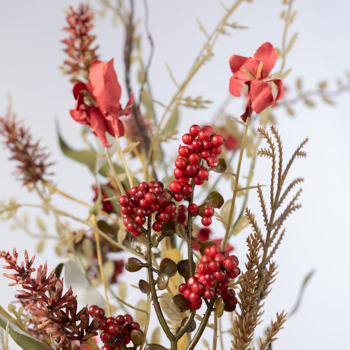 24" Fern, Lavender & Berries Filler Spray: Red