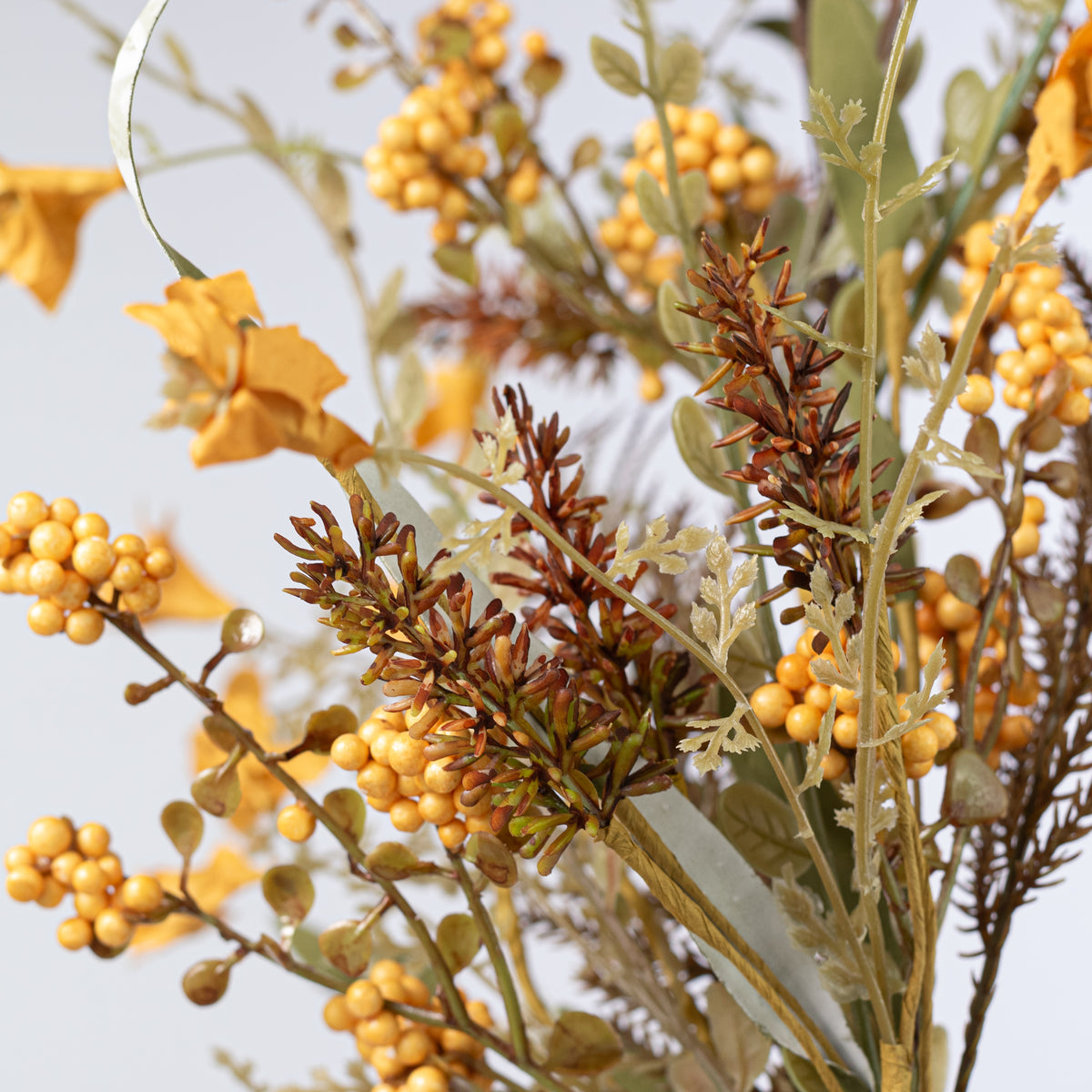 24" Fern, Lavender & Berries Filler Spray: Yellow