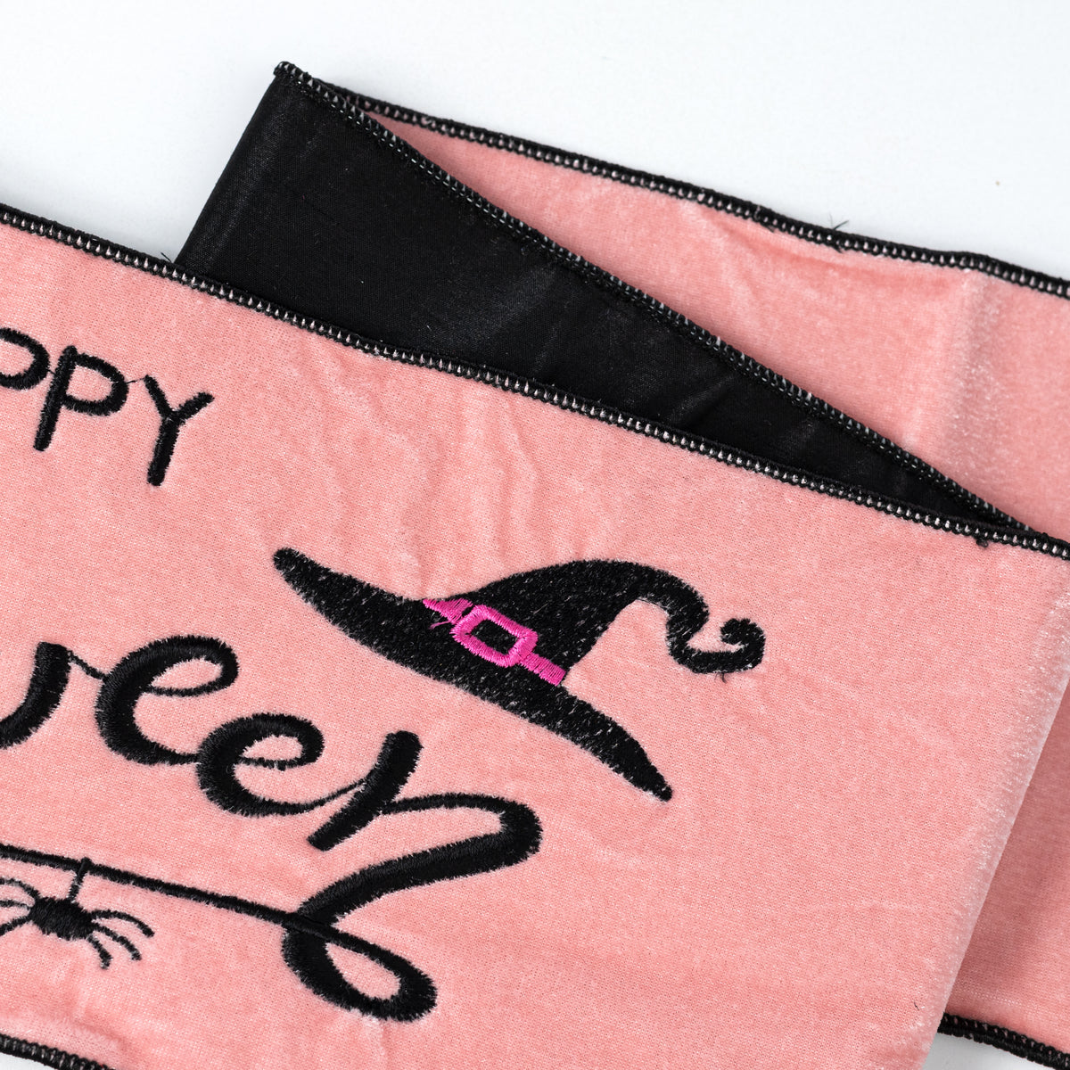 [D Stevens] 6" x 56" Happy Halloween Velvet Banner: Pink
