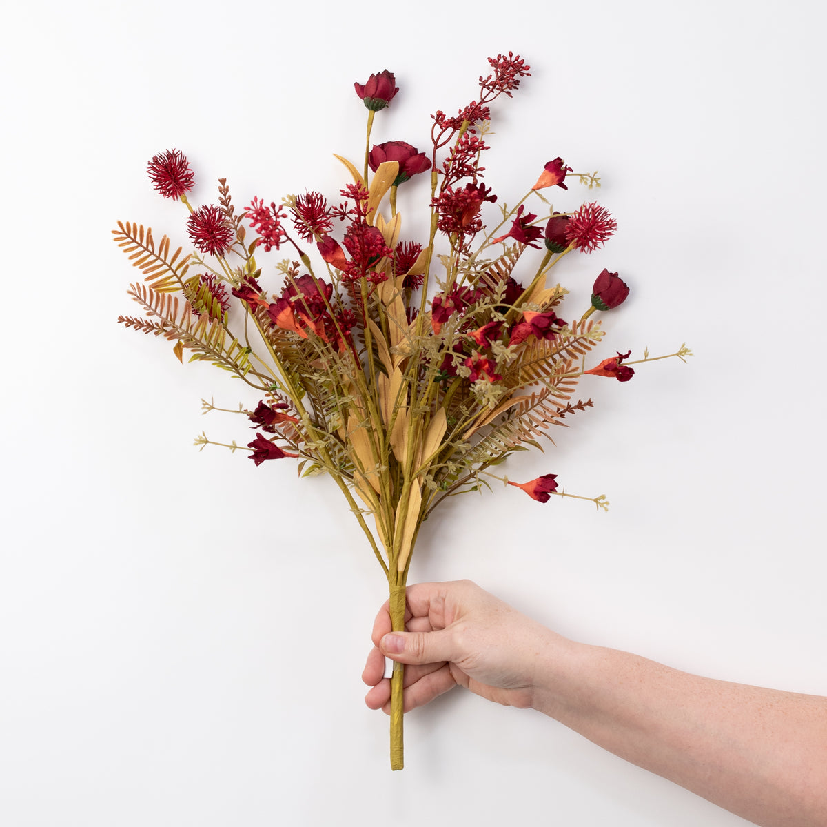 20" Autumn Wildflower Filler Bush: Burgundy Red