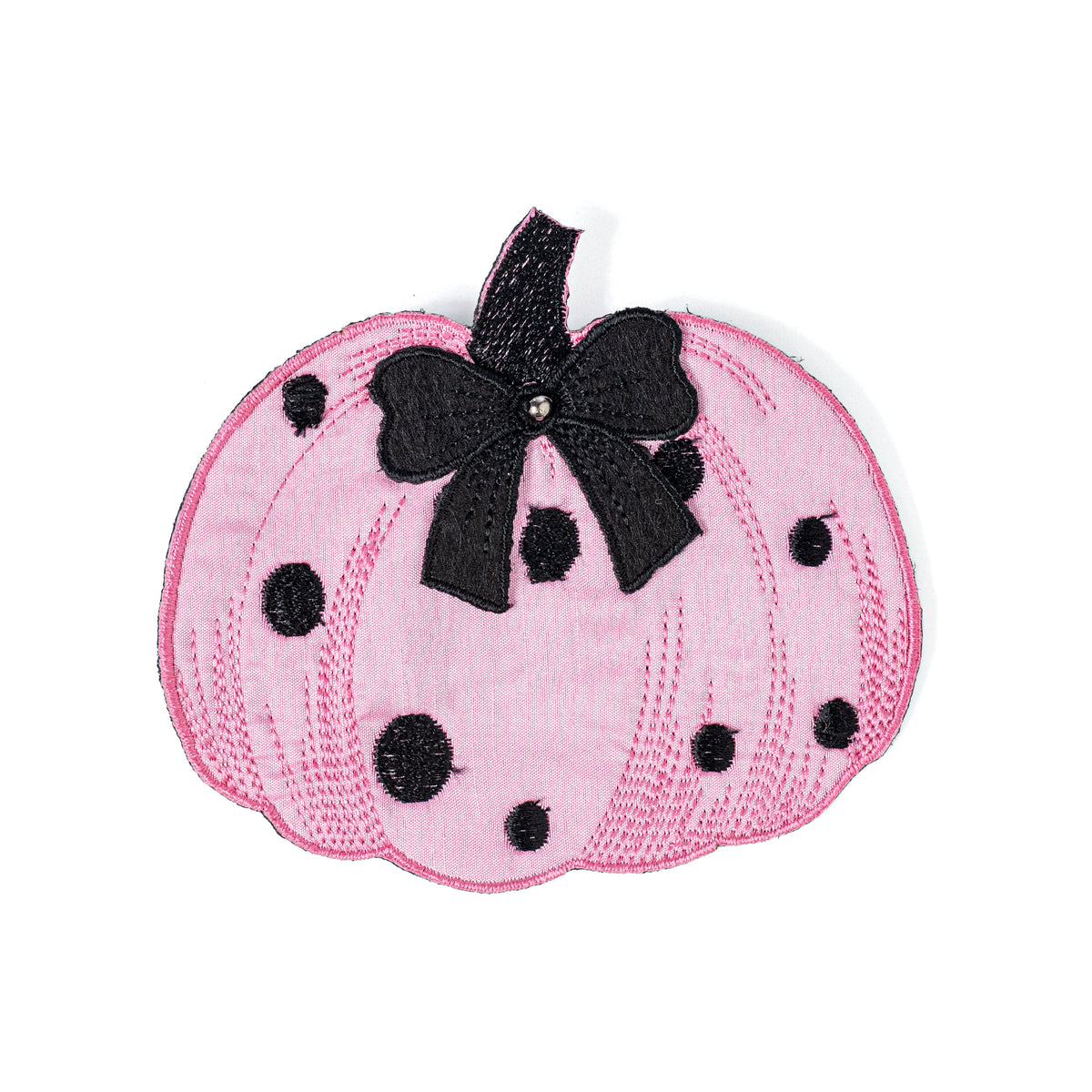 [D Stevens] 5.25" Satin Halloween Polka Dot Pumpkin Clip: Pink