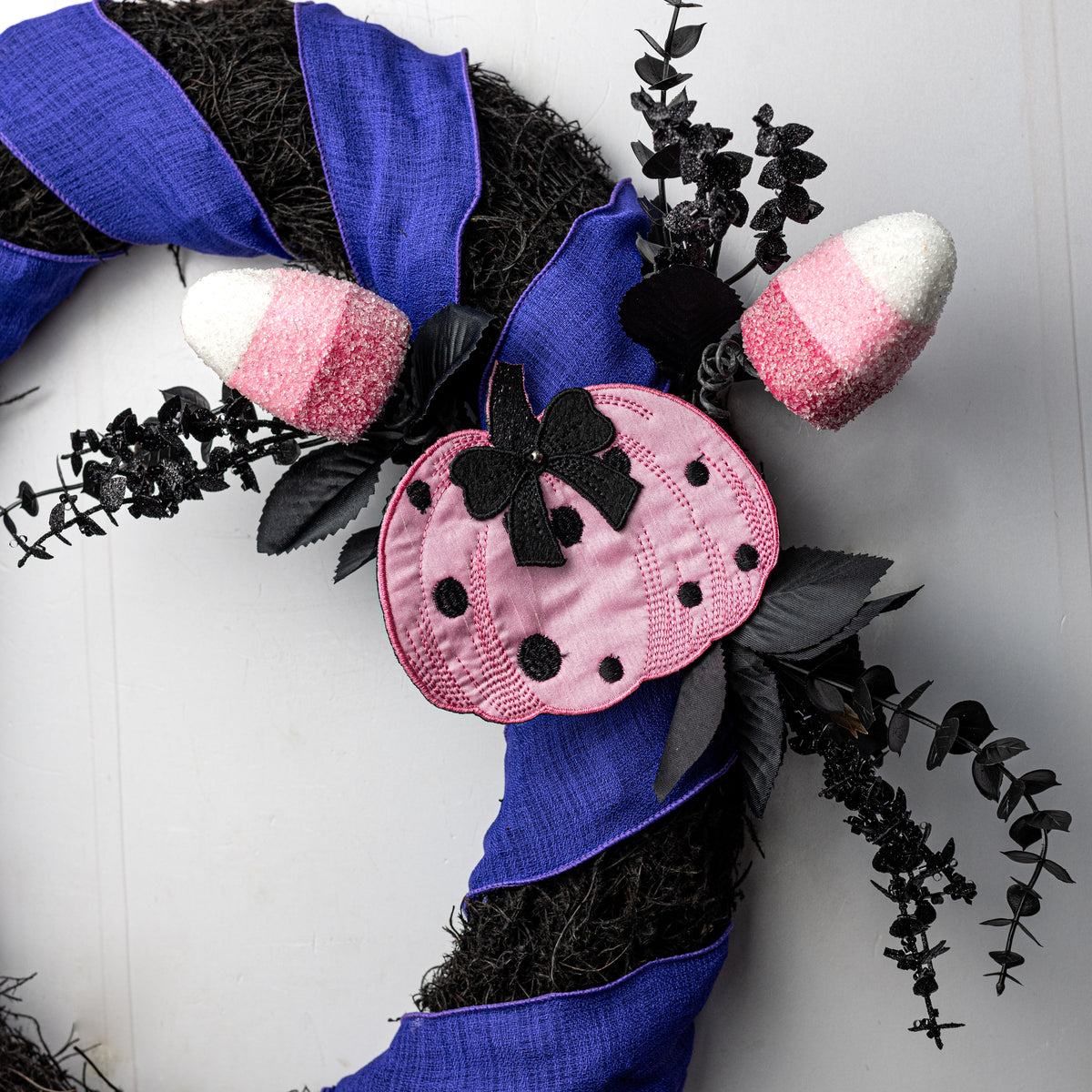 [D Stevens] 5.25" Satin Halloween Polka Dot Pumpkin Clip: Pink