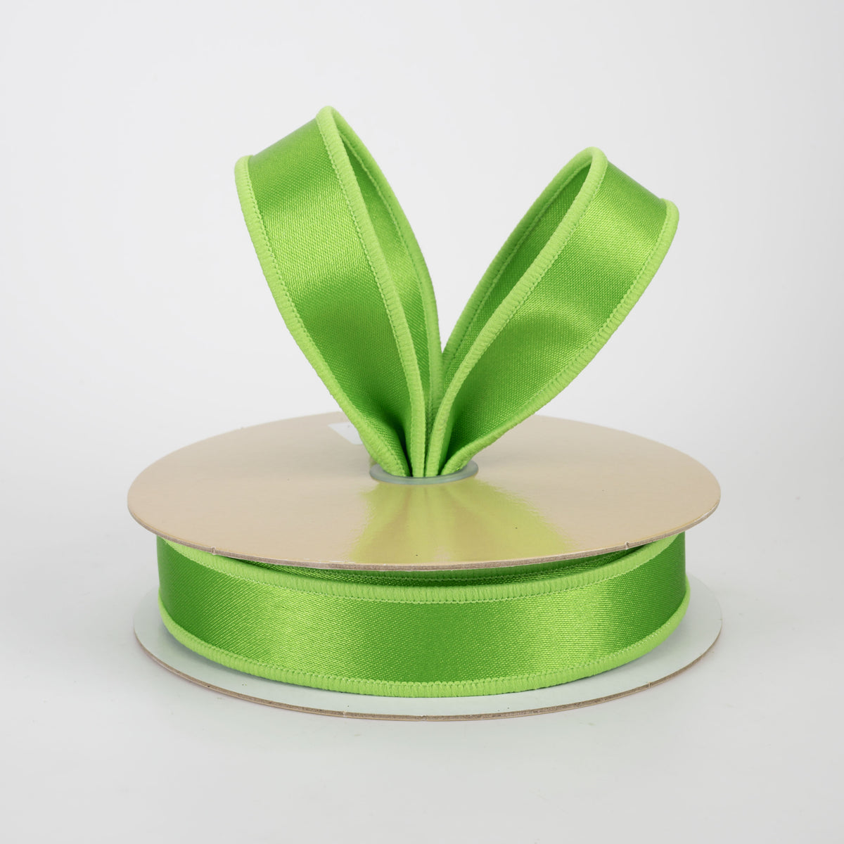 7/8" Double Sided Fused Satin Ribbon: Fresh Green (10 Yards)