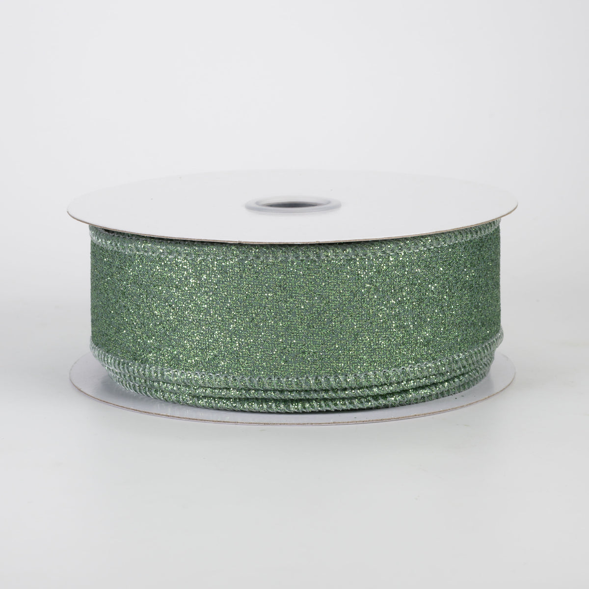 1.5" Shimmer Glitter Ribbon: Sage Green (10 Yards)