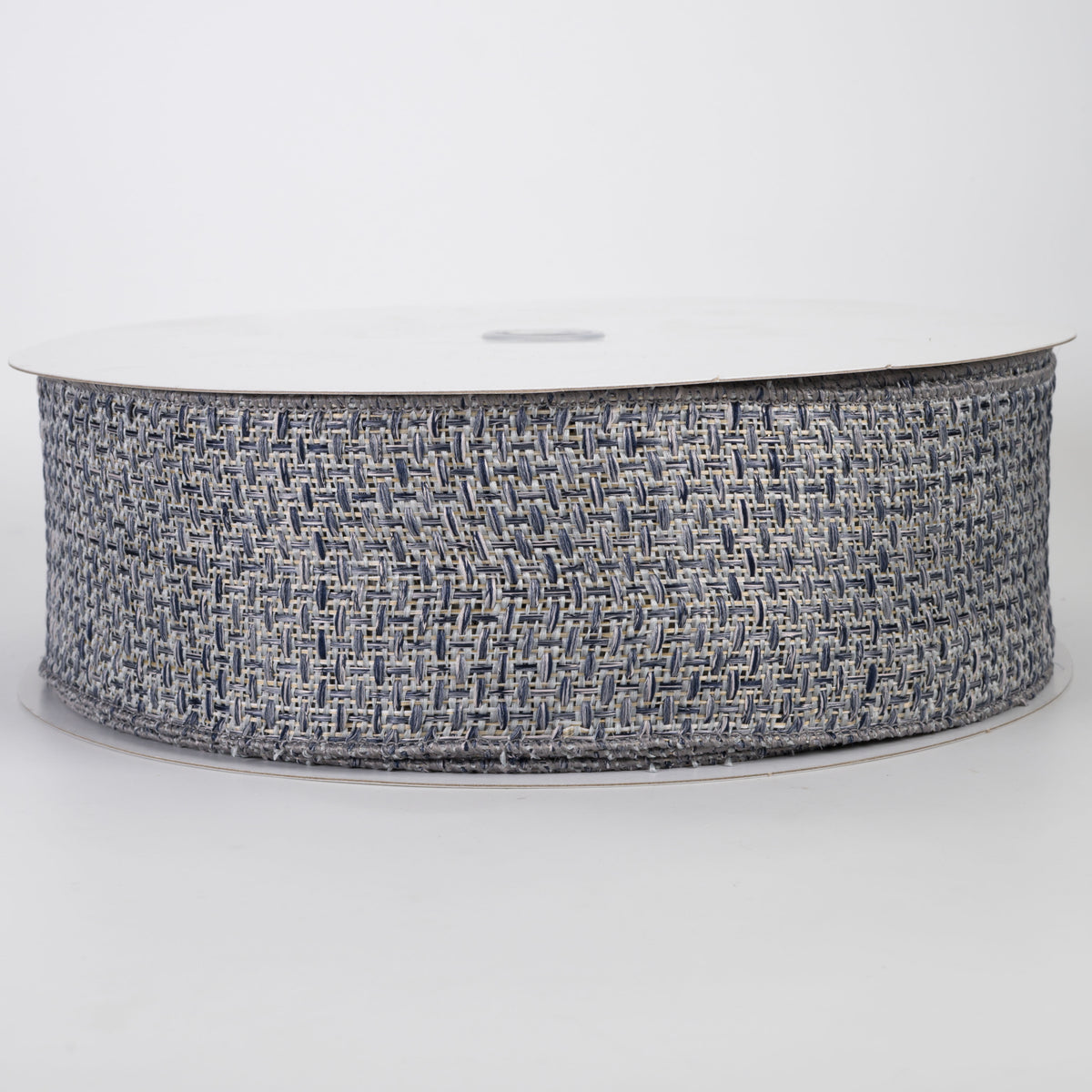 2.5" Woven Cross Hatch Ribbon: Denim & Gray (50 Yards)