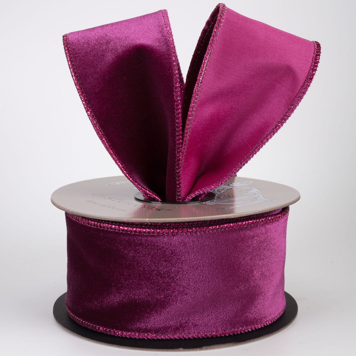 [D Stevens] 2.5" Velvet Satin Back Ribbon: Eggplant Fuchsia (10 Yards)