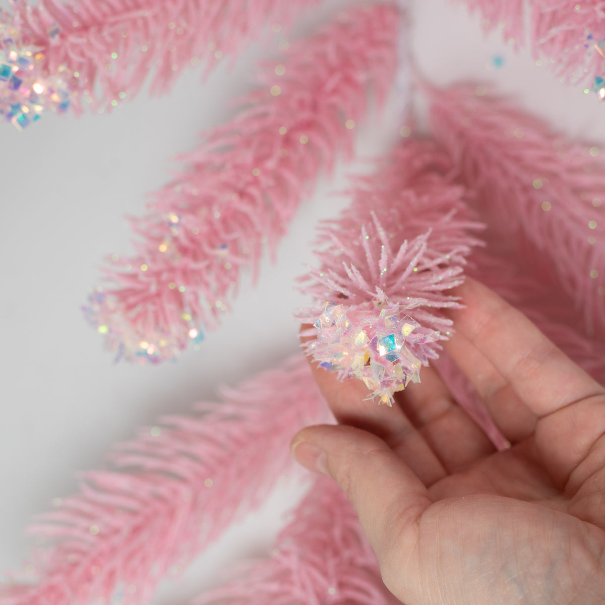 6' Iridescent Spark Garland: Candy Pink (64 Tips)