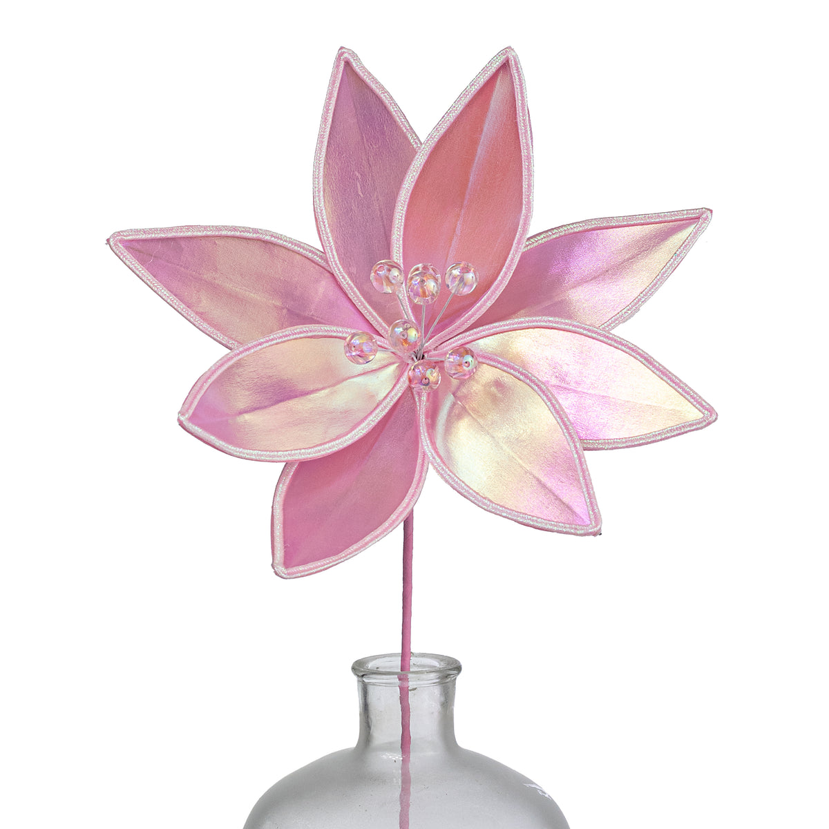 23" Glossy Poinsettia Stem: Pink