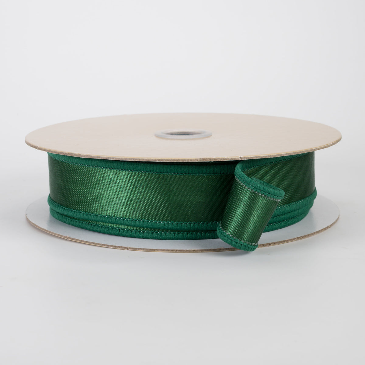 7/8" Double Sided Fused Satin Ribbon: Emerald Green (10 Yards)