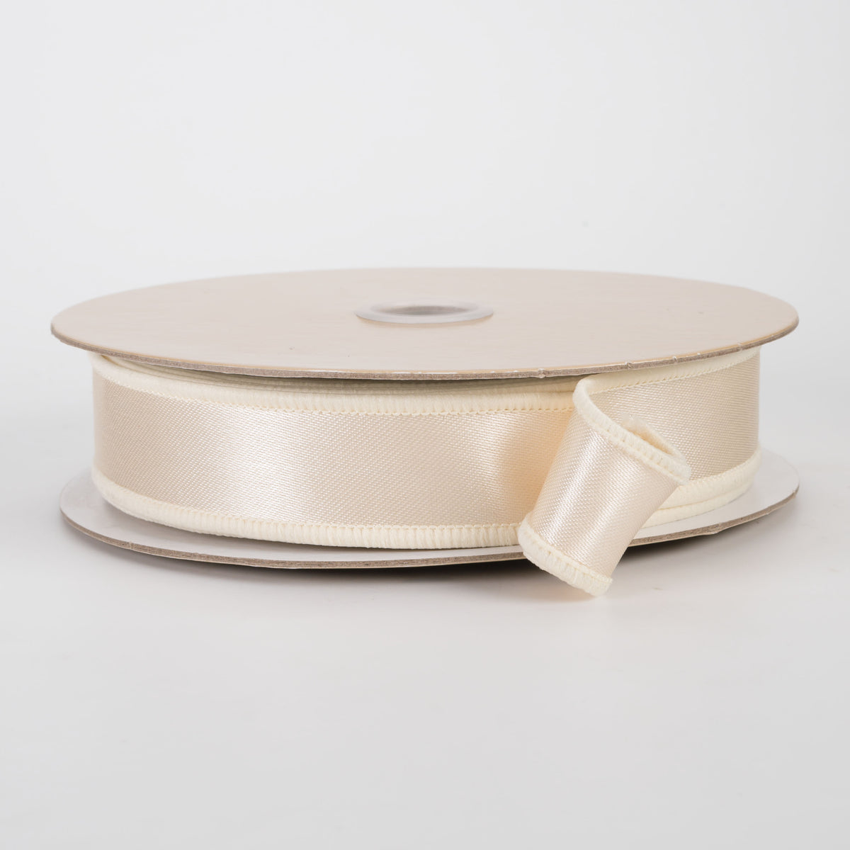7/8" Double Sided Fused Satin Ribbon: Ivory Cream (10 Yards)