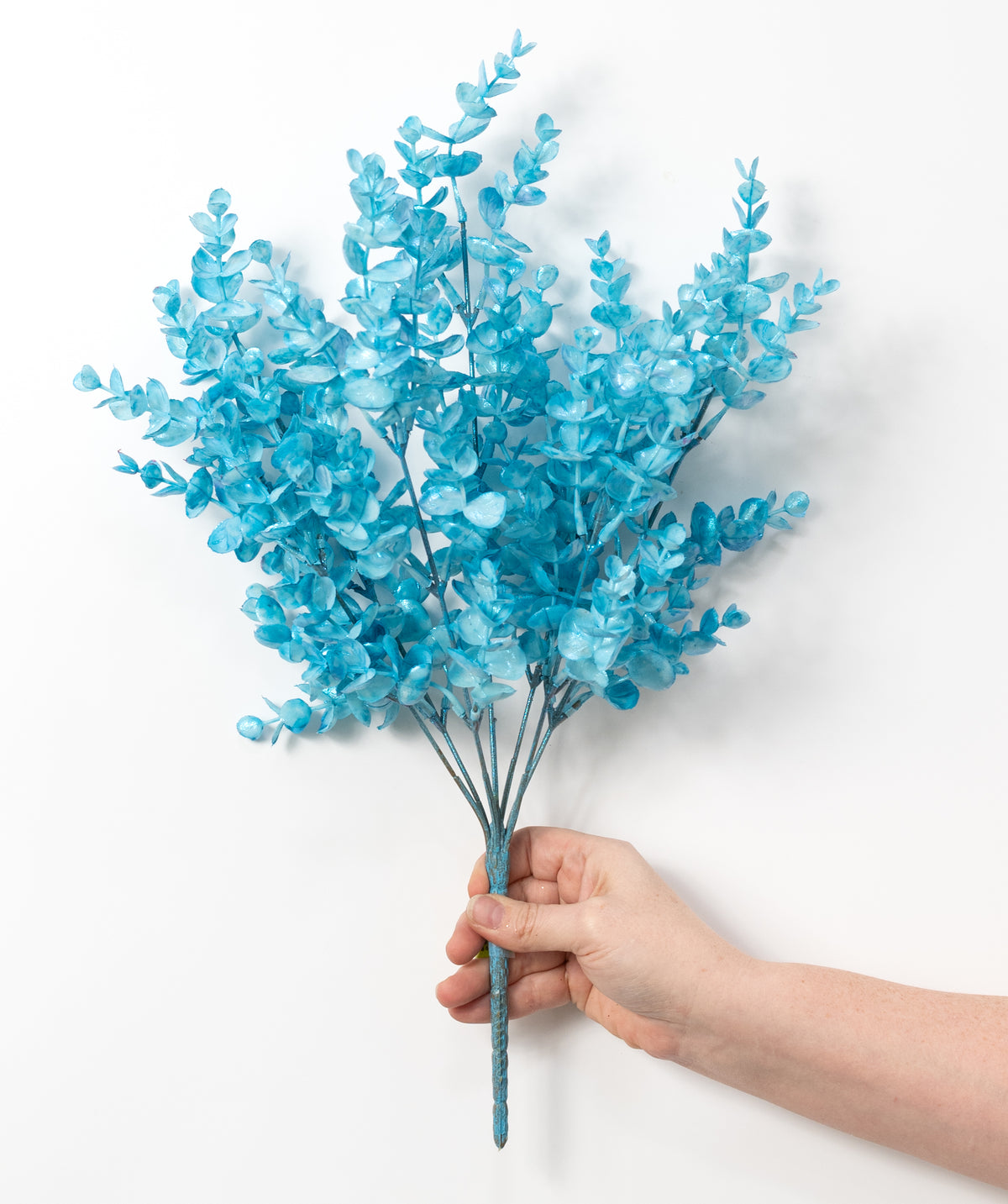 19" Plastic Eucalyptus Bush: Blue (7 Stem)