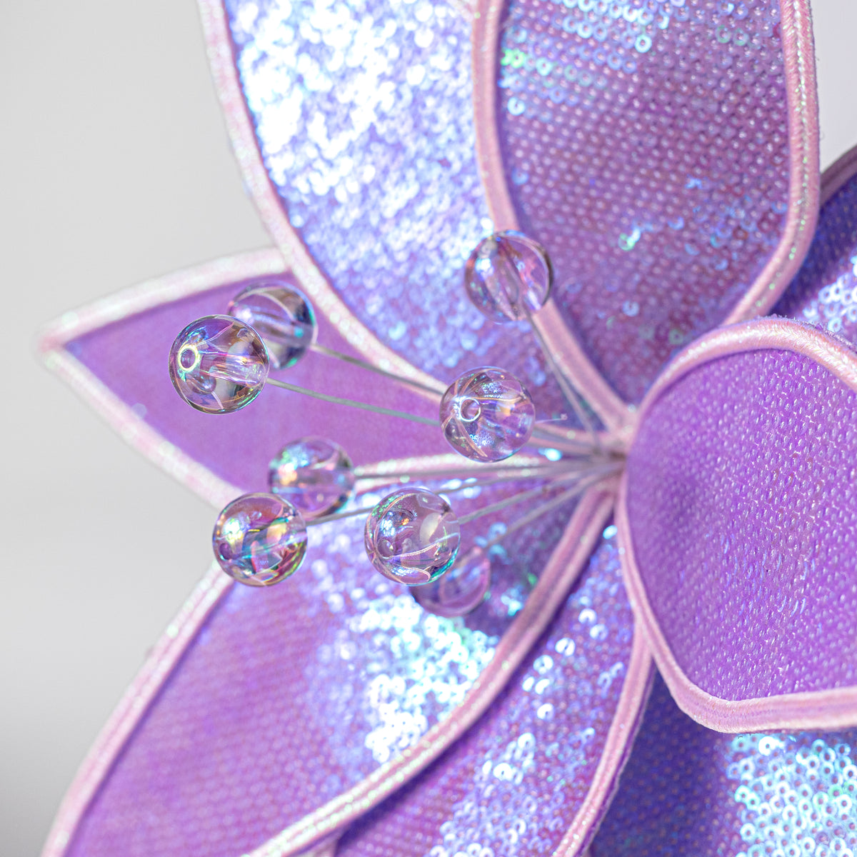 23" Iridescent Sequin Poinsettia Stem: Lavender