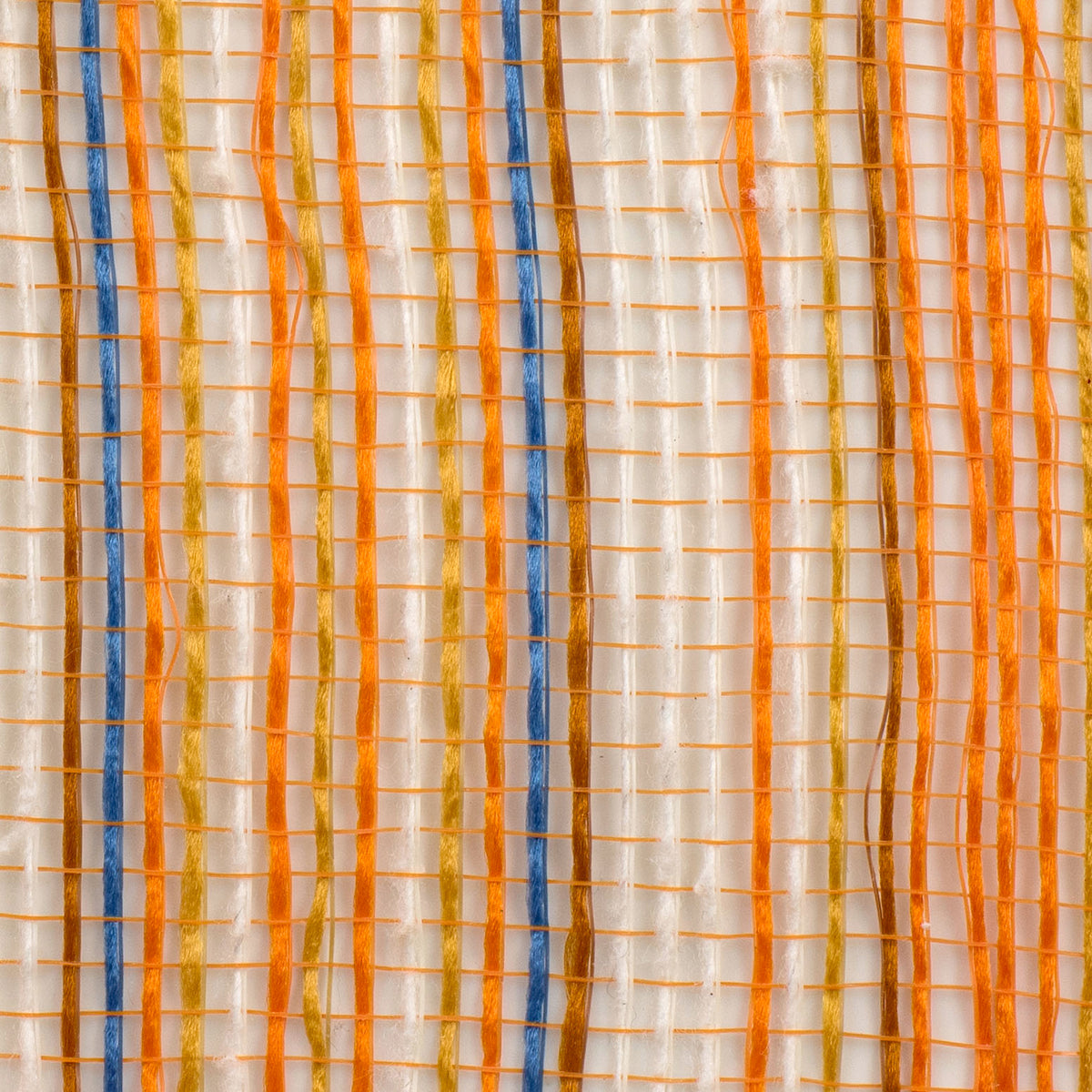 10" Jute Fabric Mesh: Orange, Rust & Blue Fall Stripes