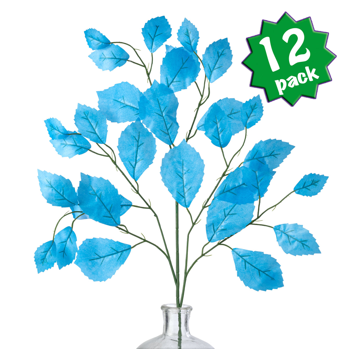 28" Rose Leaf Sprays: Sky Blue (12)