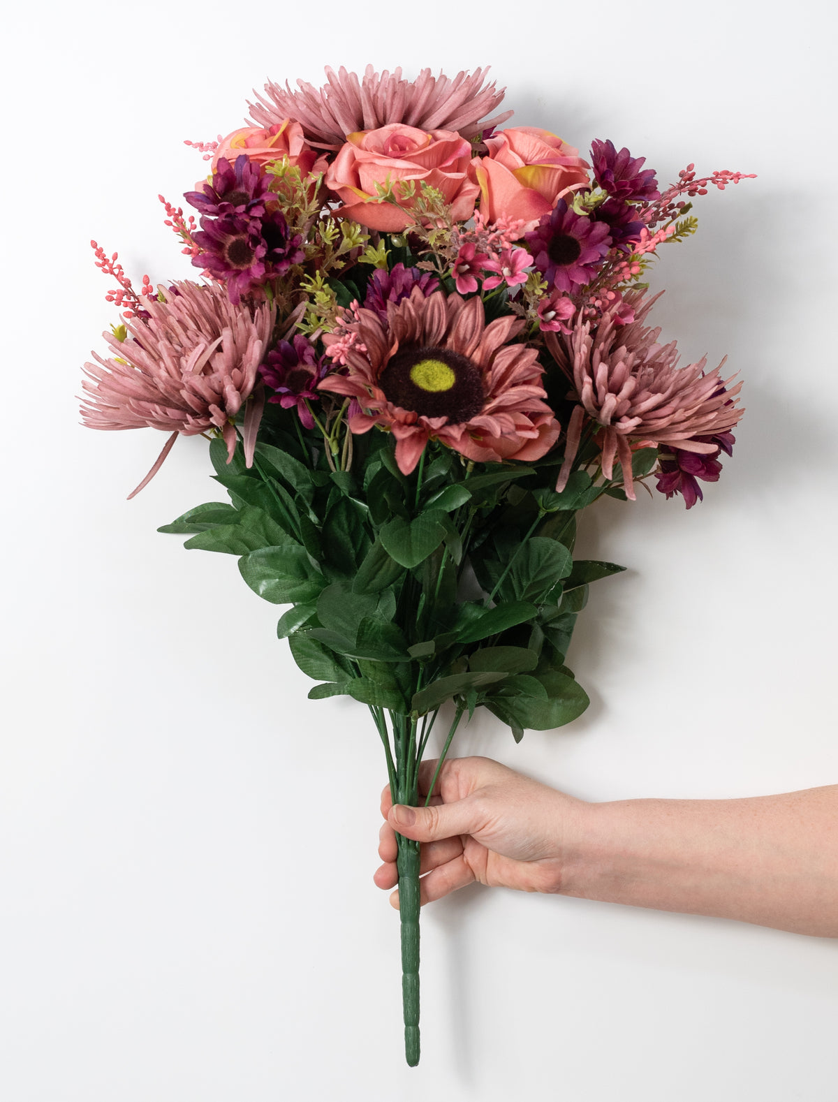 24" Mixed Spider Mum, Sunflower & Rose Bush: Mauve (28 Stem)
