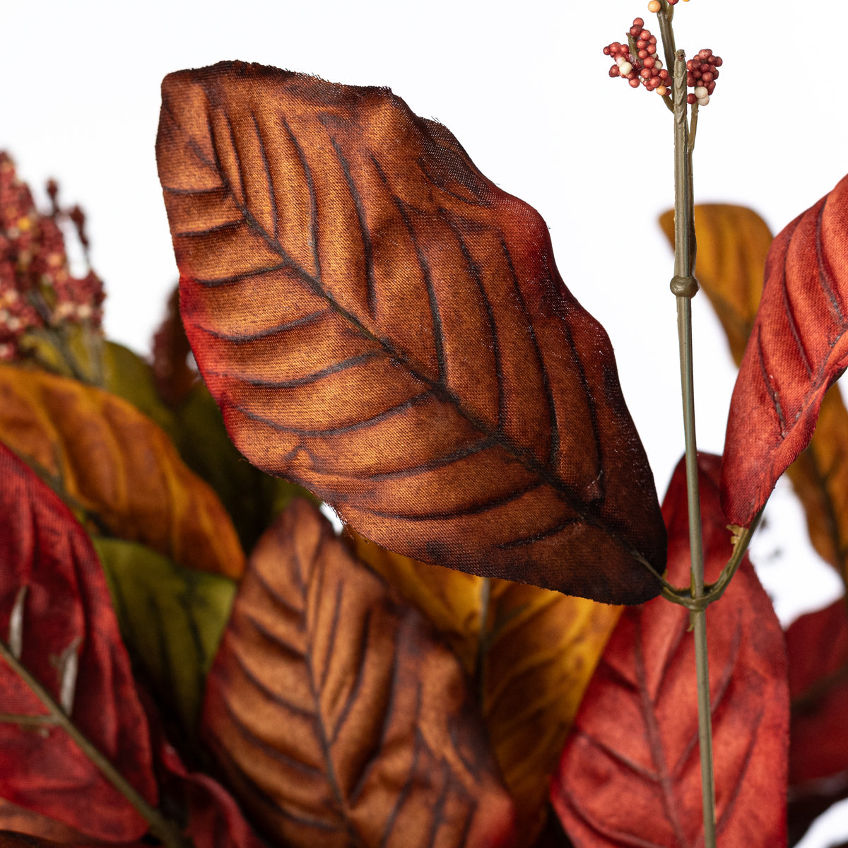 21" Magnolia Leaves & Berries Bush: Fall (12 Stem)