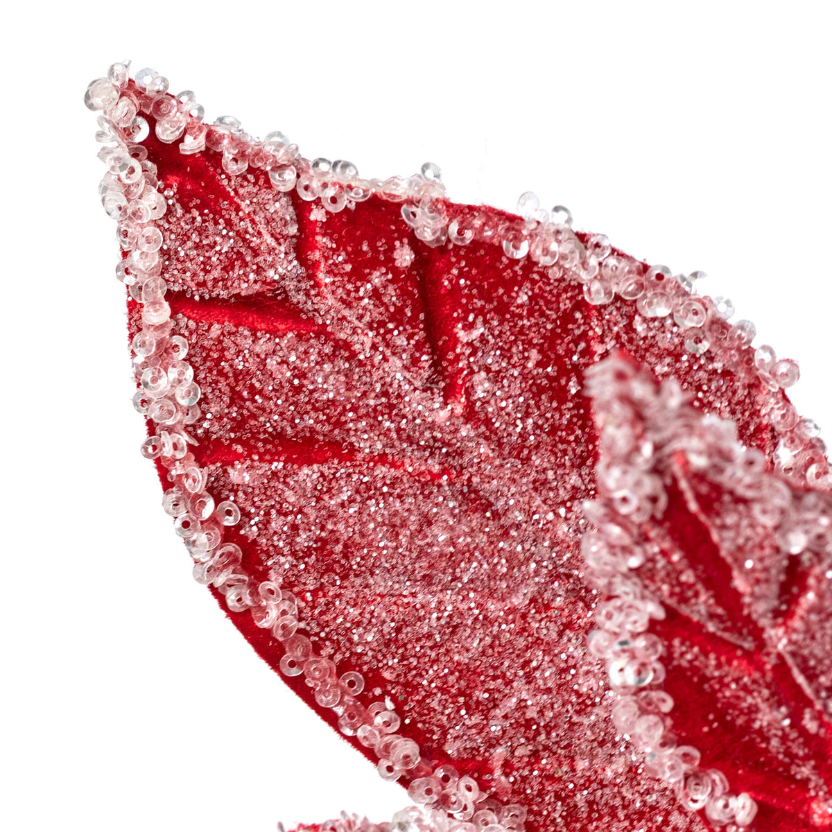 18" Icy Poinsettia Stem: Red & White