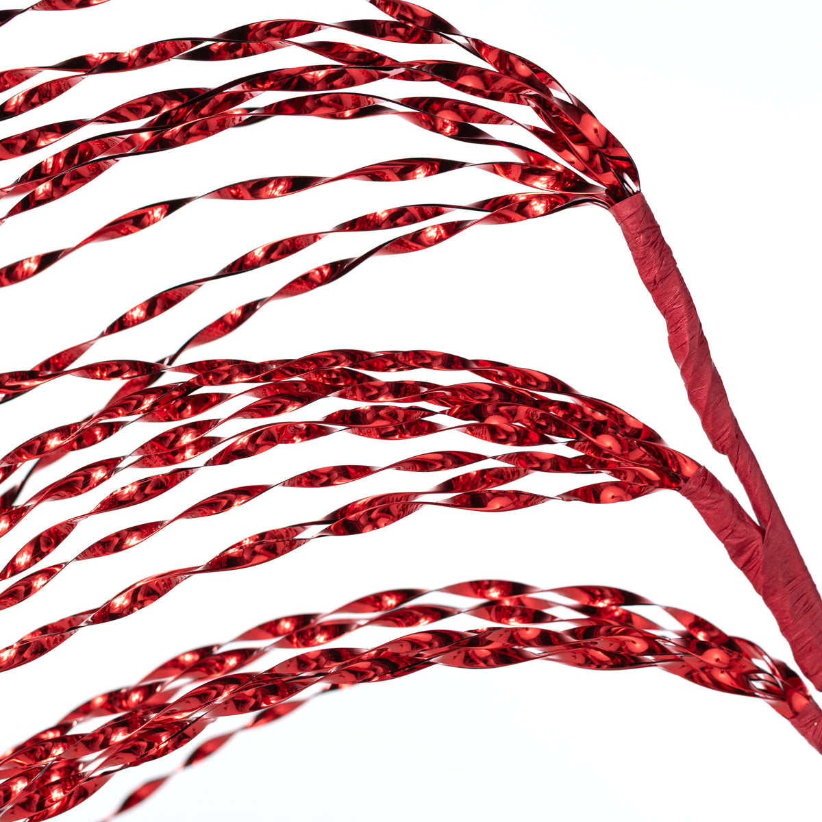 50" Spiraling Hanging Tinsel Spray: Metallic Red