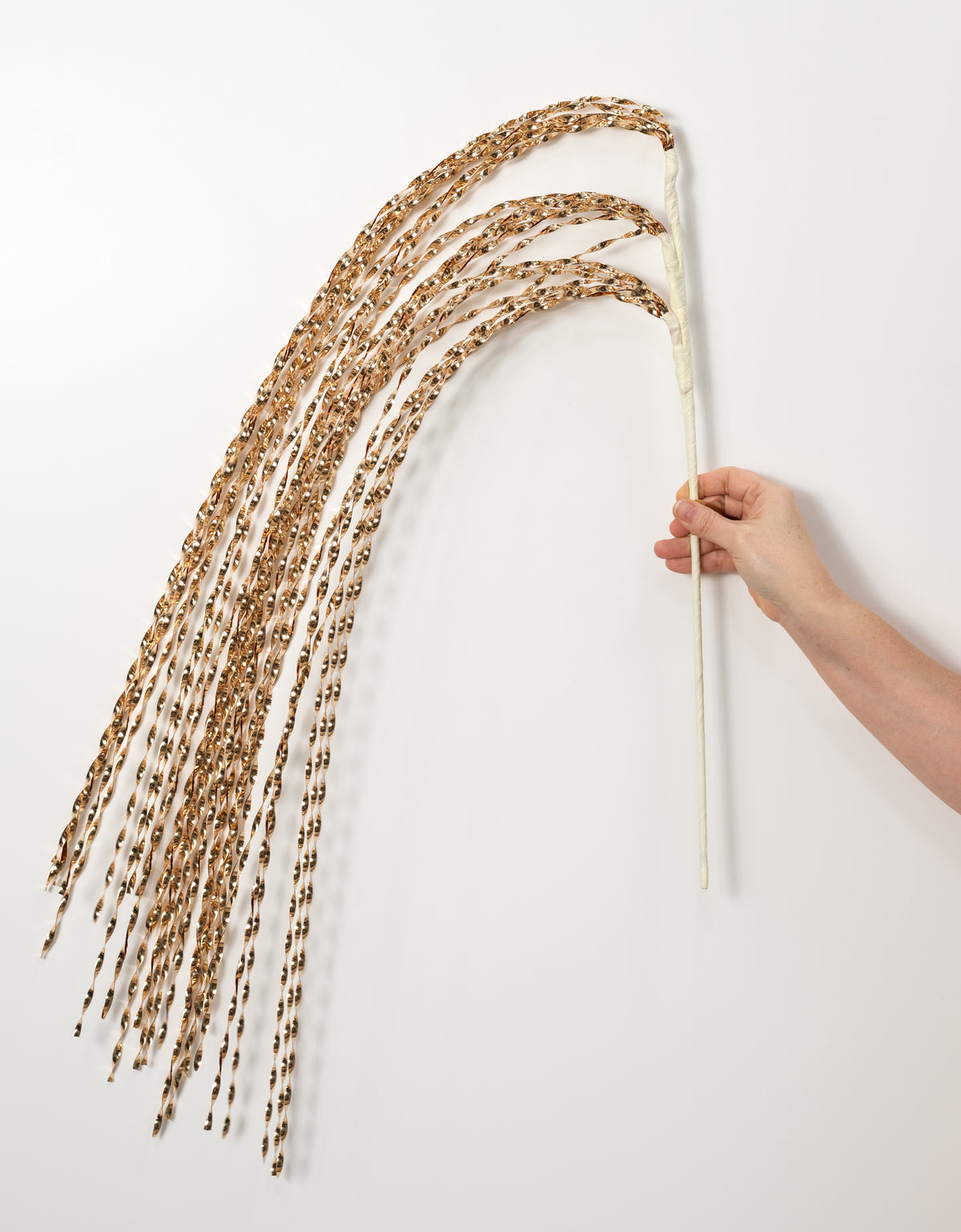 50" Spiraling Hanging Tinsel Spray: Metallic Champagne Gold